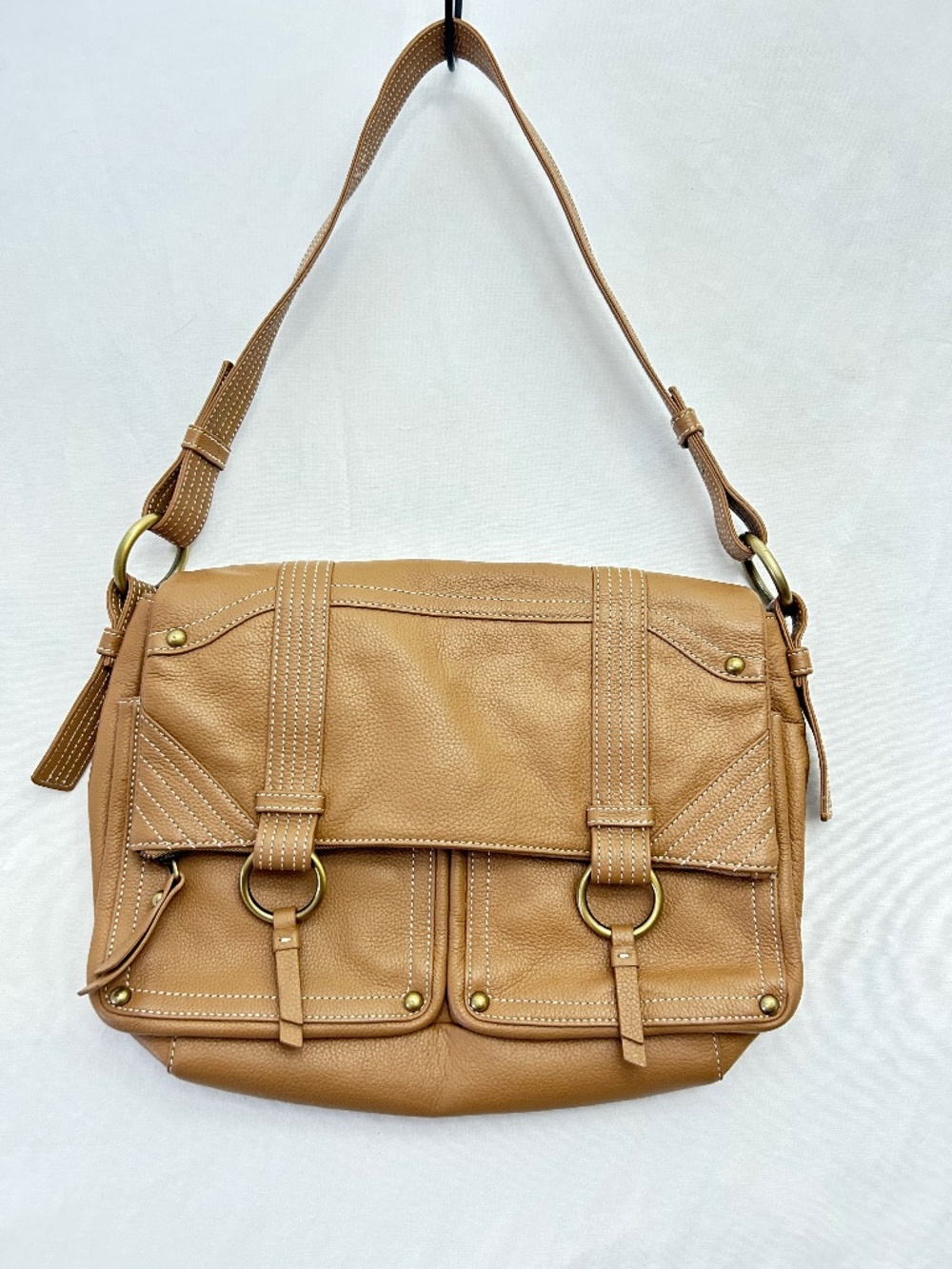 B-Collective by Buxton Tan Leather Messenger Bag